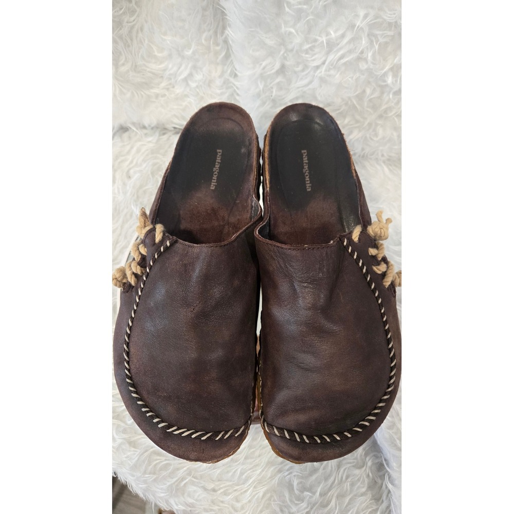 Patagonia Brown Leather‎ Clogs Moccasins Comfort Slip On Shoes Womens